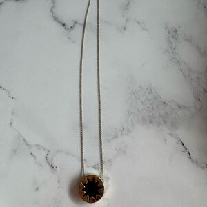 House of Harlow small size necklace pendant black Leather Starburst